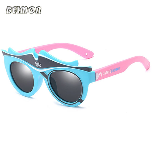 Fashion Kids Polarized Sunglasses Brand Cartoon Sun Glasses Boys&Girls Baby Suitable For Children Aged 3-10 Silicone Frame RS590