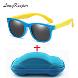 LongKeeper Mirror Kids Sunglasses with Case Boys Girls Polarized Silicone Safety Sun Glasses Gift For Children Baby UV400 Gafas