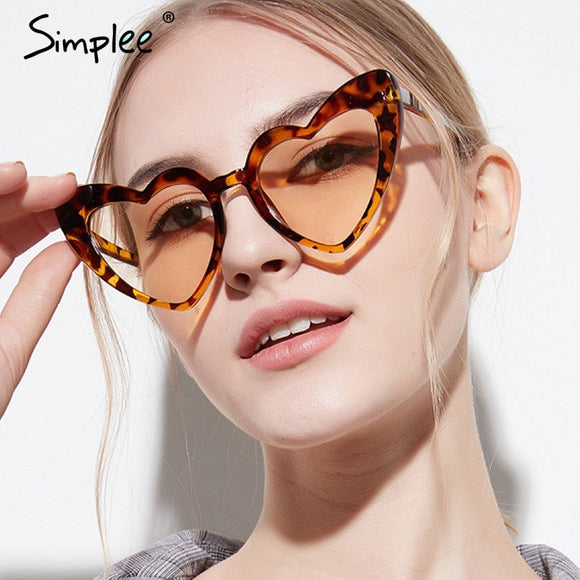 Simplee Sexy leopard print heart sunglasses women Vintage luxury brand sunglasses Trending female summer accessories sun glasses