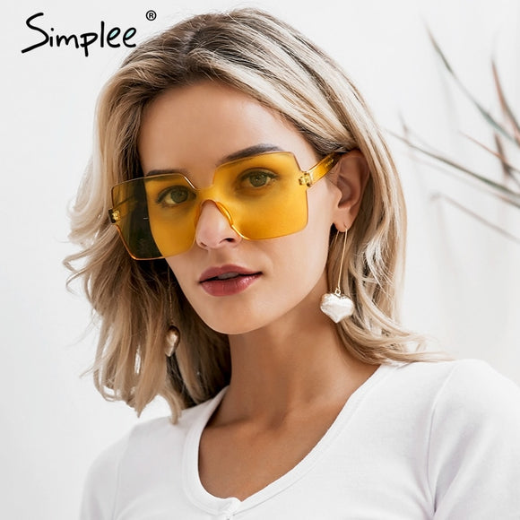 Simplee Fashion solid luxury brand square sunglasses Vintage sunglasses women summer beach accessories sun glasses UV400 2019